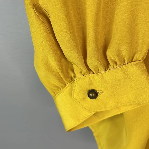 MAEVE Anthropologie Yana Off The Shoulder Top Mustard Yellow 3/4 Sleeves Silky S - Picture 6 of 13